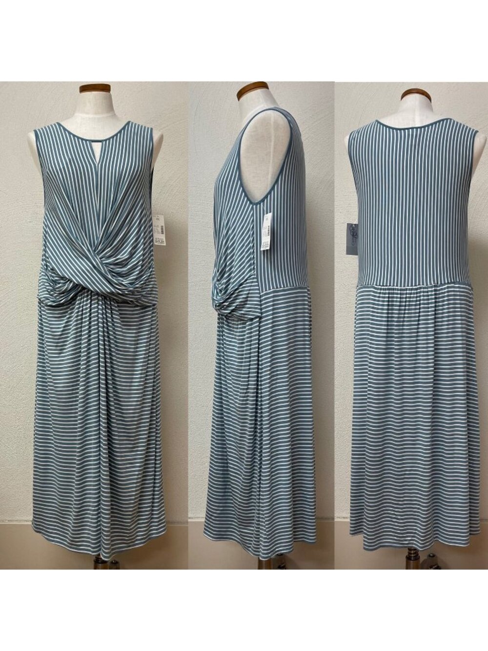NWT Catherines Blue & White Striped Summer Dress sz 14/16